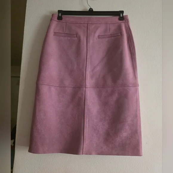 Zara Set Faux Suede Belted Jacket L+ Pencil Midi Skirt XL Lilac - Picture 11 of 12